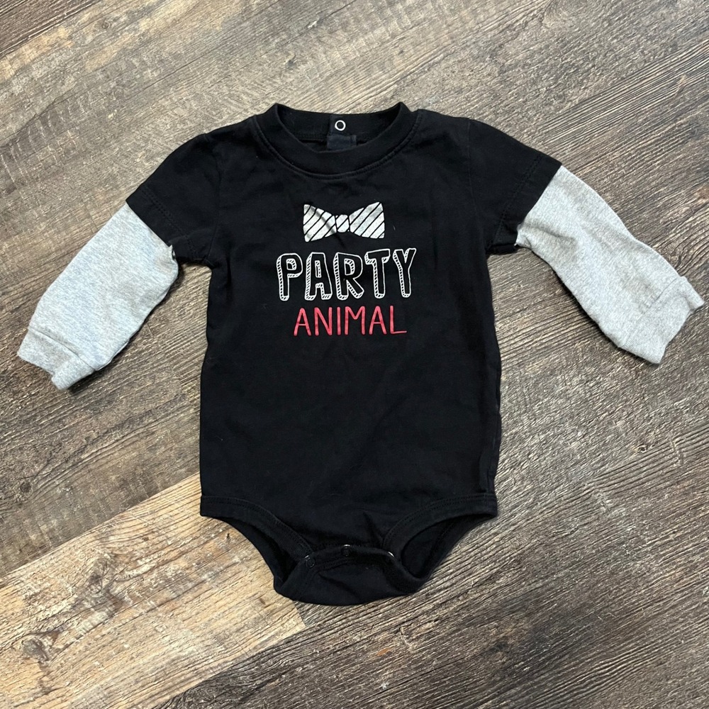 Koala Baby Party Animal Bodysuit Long Sleeve Black Gray 9-12‎ Months